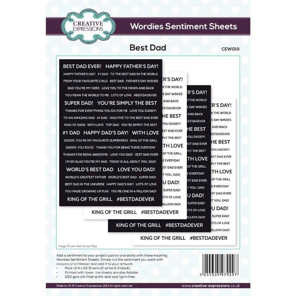 Wordies Sentiment Sheets Best Dad