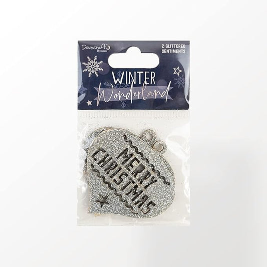 Winter Wonderland Glittered Sentiments x 2