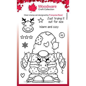 Woodware Clear Singles Cozy Gnome Jumper 4 in x 6 in Stamp