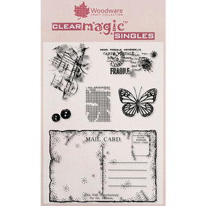 Woodware Clear Singles Old Post Background Stamp