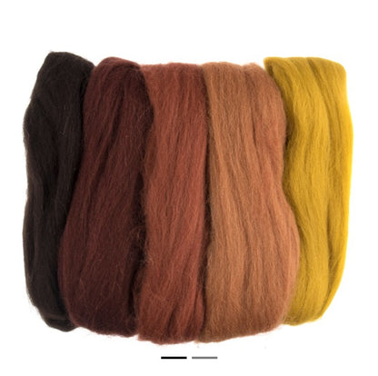 Natural Wool Roving: 50g: Assorted Autumn