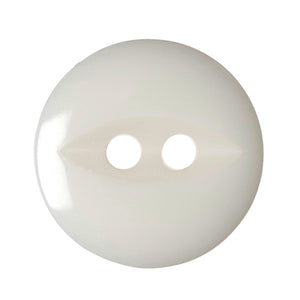 Fish Eye Polyester Button 14mm Solid White 1pc