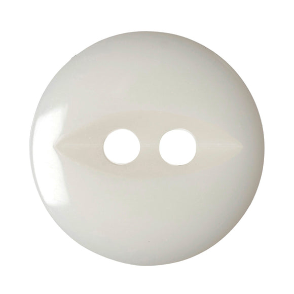 Fish Eye Polyester Button 16mm Solid White 1pc