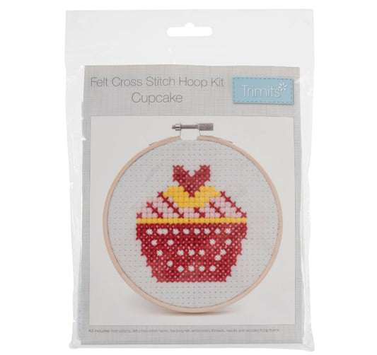 Felt Cross Stitch Hoop Kit Cupcake