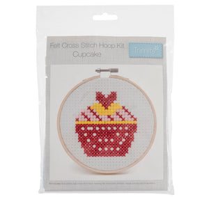 Felt Cross Stitch Hoop Kit Cupcake