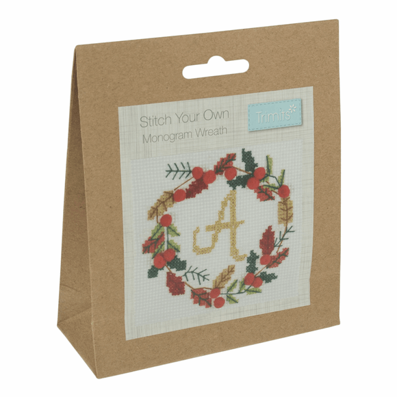 Counted Cross Stitch Kit: Monogram Wreath