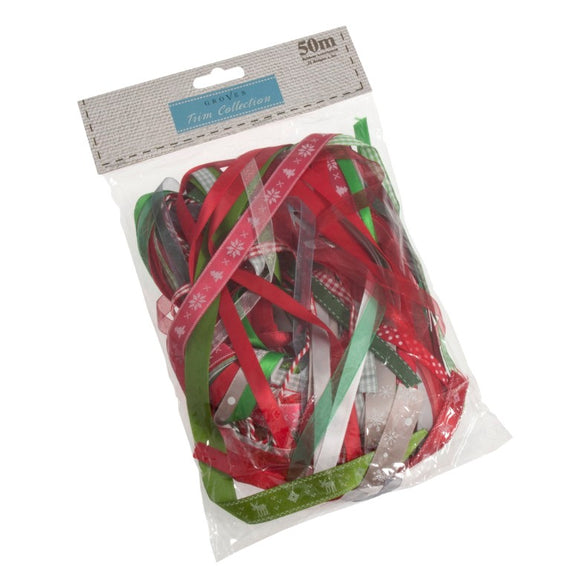 Trimits Christmas Ribbon 50m assorted (25 designs 2m of each)