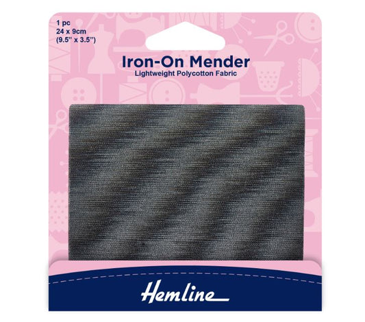 Hemline Iron On Mender 24x9cm Dark Grey