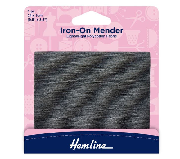 Hemline Iron On Mender 24x9cm Dark Grey