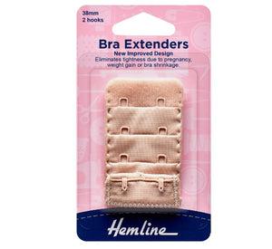 Hemline Bra Extenders 38mm 2 Hooks Nude