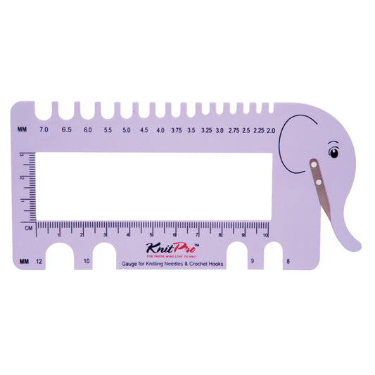 Knitting Pin & Crochet Hook Gauge with Yarn Cutter: Lilac