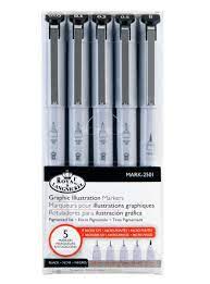 Royal & Langnickel Graphic Illustration Markers 5pk