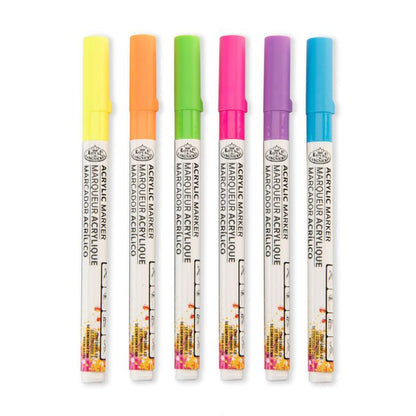 Royal & Langnickel 1.2mm Fine Tip Acrylic Markers Neon Set 6pc