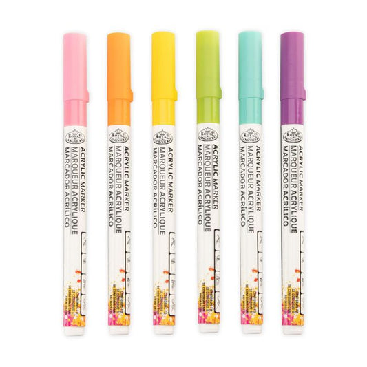 Royal & Langnickel 1.2mm Fine Tip Acrylic Markers Hue Set 6pc