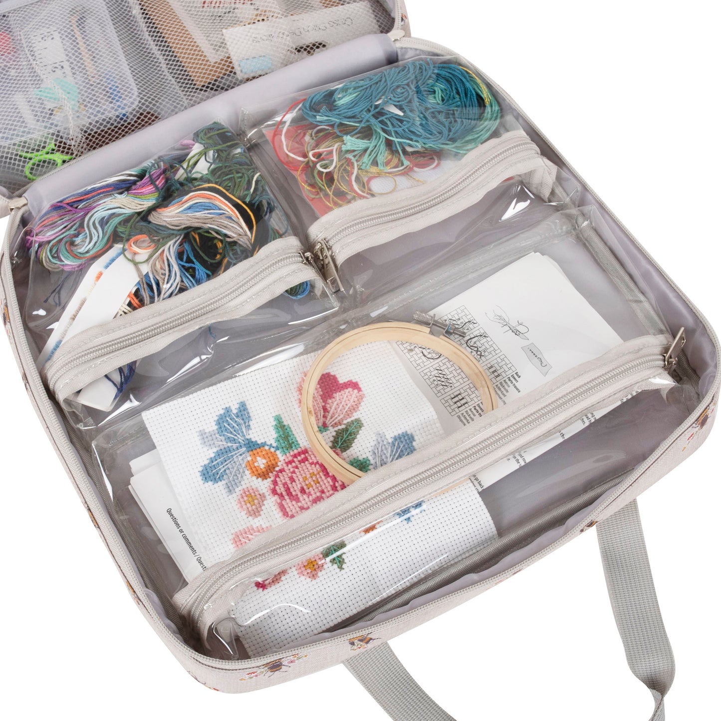 Project / Craft Bag with Embroidery Hoop Storage: Soft: Bee