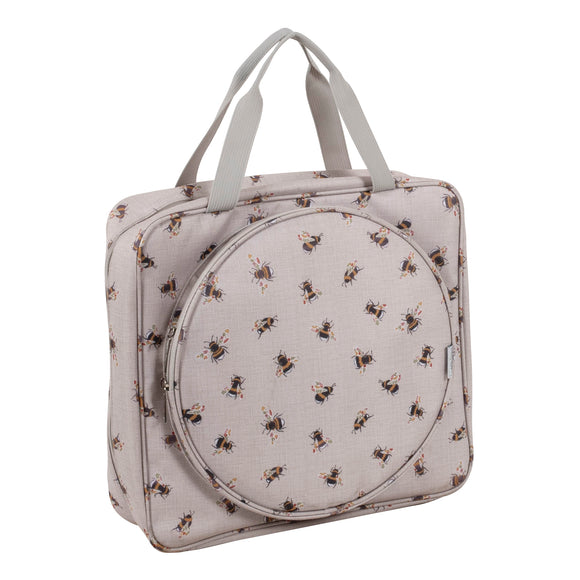 Project / Craft Bag with Embroidery Hoop Storage: Soft: Bee
