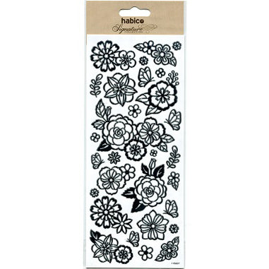 Habico Peel Off Stickers - Flowers - Silver