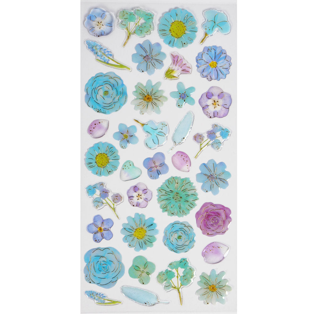 Gel Stickers - Flowers - Turquoise & Lilac