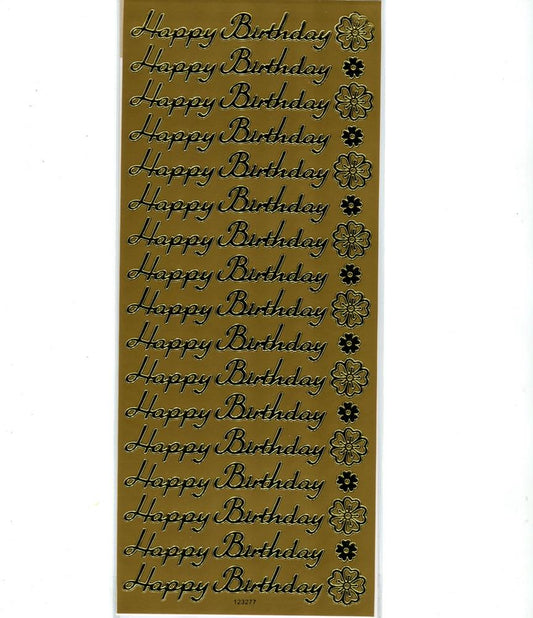 Habico Peel Off Stickers - Happy Birthday- Gold