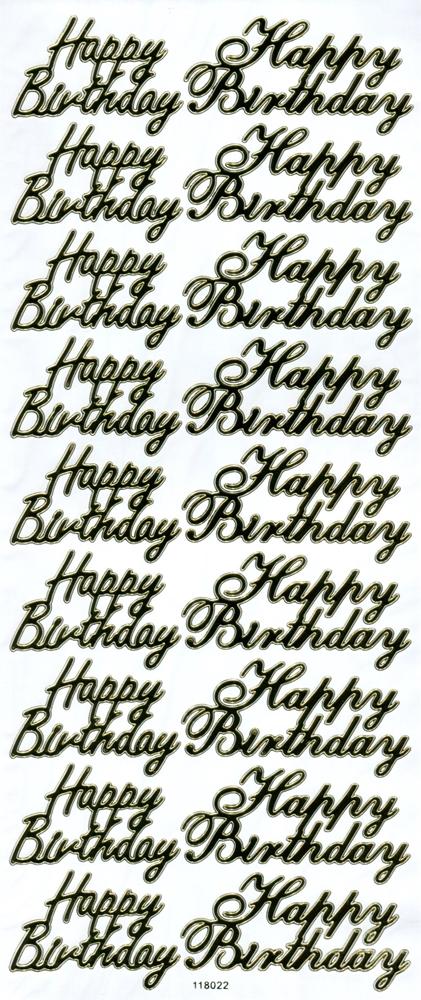Habico Peel Off Stickers - Happy Birthday - Gold On White