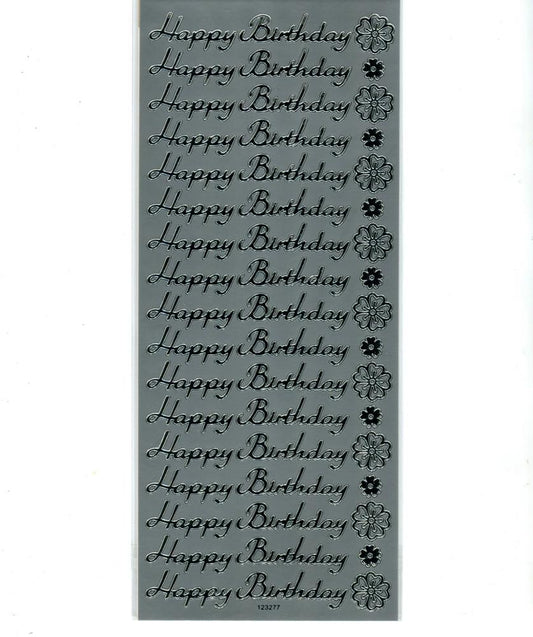 Habico Peel Off Stickers - Happy Birthday- Silver