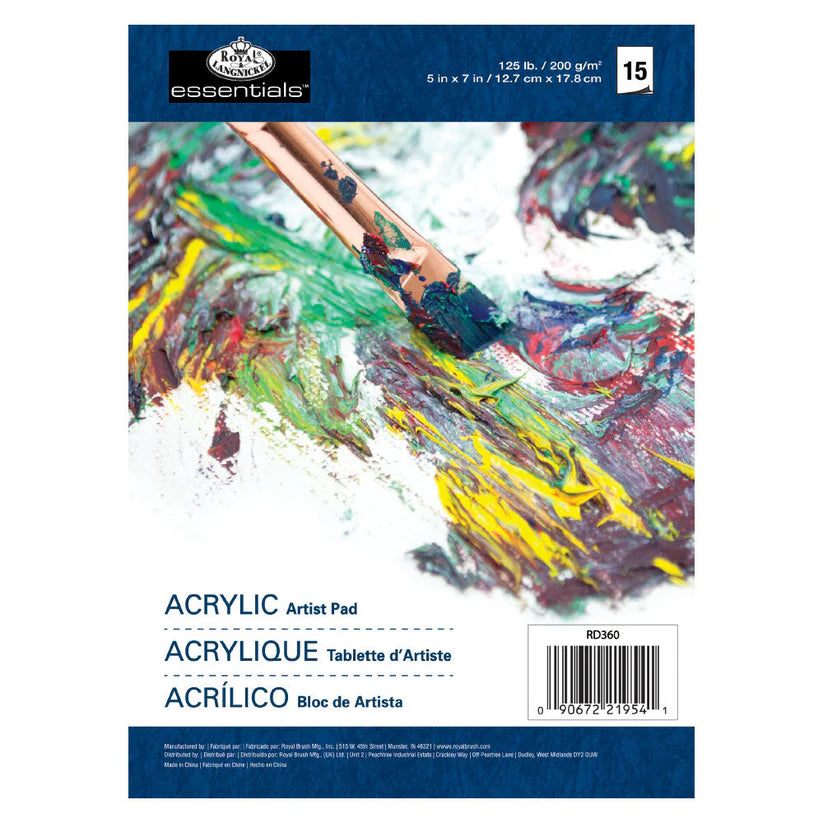 Royal Brush Essentials Acrylic Paint Artist Pad 5"X7"-15 sheets