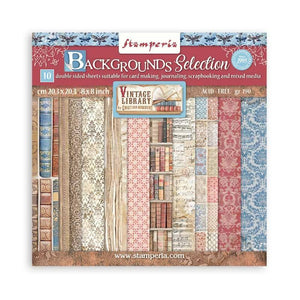 Stamperia Vintage Library 8x8 Inch Backgrounds Paper Pack