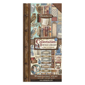 Stamperia Vintage Library 10 Collectables Double Faced Sheets Paper Pack