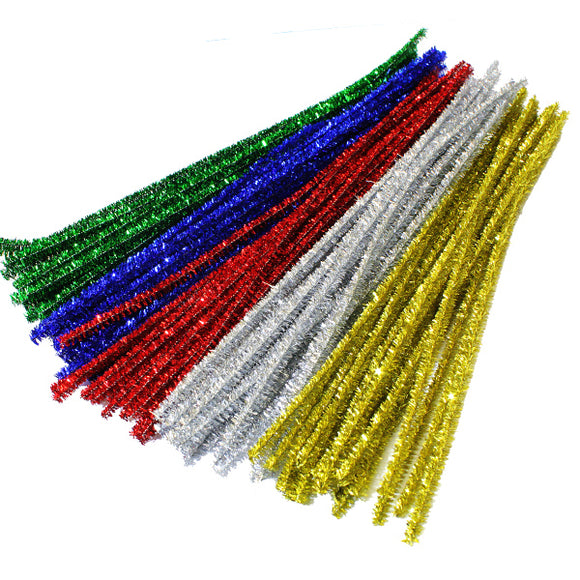 Metallic Tinsel Pipe Cleaners x 100