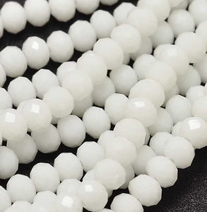 Value Beads - 6 x 4mm Glass Rondelles - White