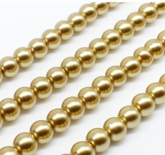 Value Beads - 6mm Glass Pearl - Gold