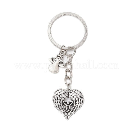 Heart Shaped Angel Wings, Angel and Triple Knot Keyring