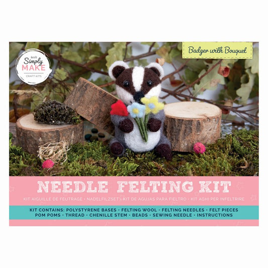 Needle Felting Kit - Badger with Bouquet