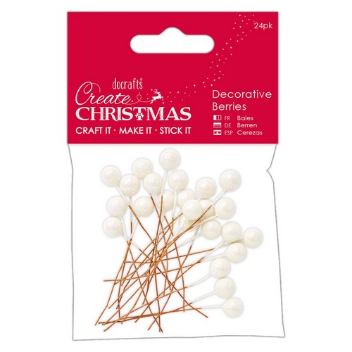 Papermania Decorative Berries - White