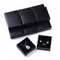 Cardboard Jewellery Boxes, for Pendant & Earring & Ring, with Sponge Inside, Square, Black, 7.5x7.5x3.5cm