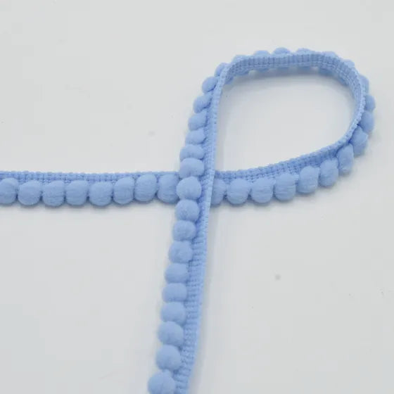 Pom Pom Ribbon - 6mm - Blue 1m
