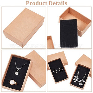 Cardboard Jewellery Set Box, for Ring, Necklace, Rectangle, Tan, 8x5x3cm (2pcs)