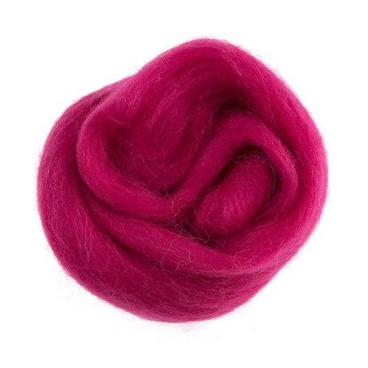 Natural Wool Roving: 10g: Bright Pink