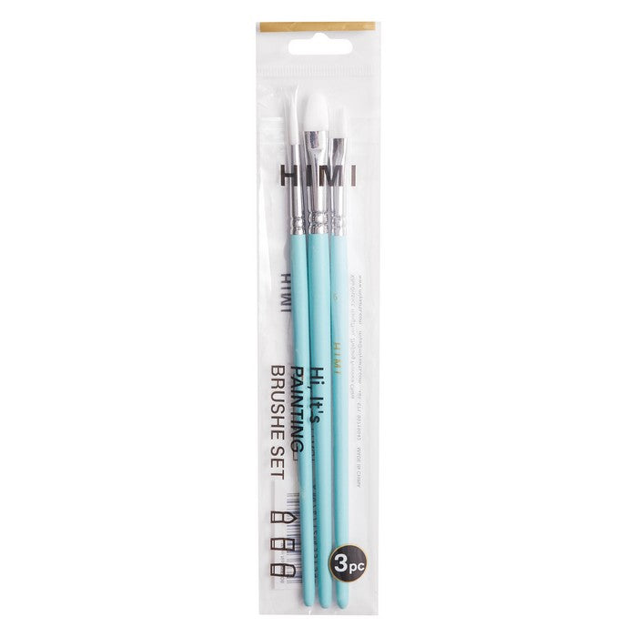 HIMI Brush Set of 3 - Set includes 1 filbert brush1 flat brush and 1 round brush (Blue)
