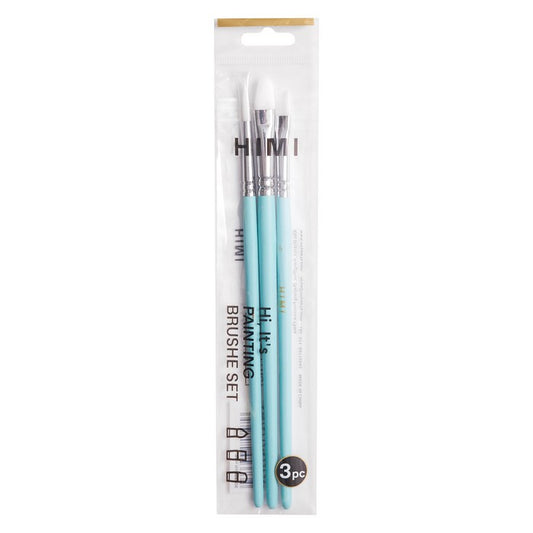 HIMI Brush Set of 3 - Set includes 1 filbert brush1 flat brush and 1 round brush (Blue)