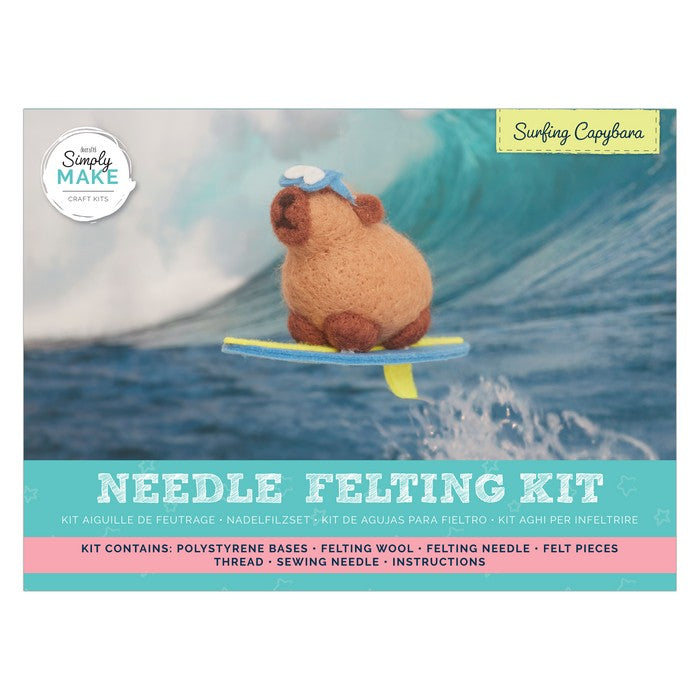 Needle Felting Kit - Surfing Capybara