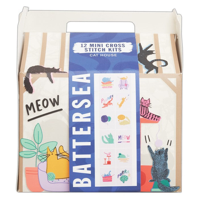 Battersea - 12 Mini Cross Stitch Kits - Cat House