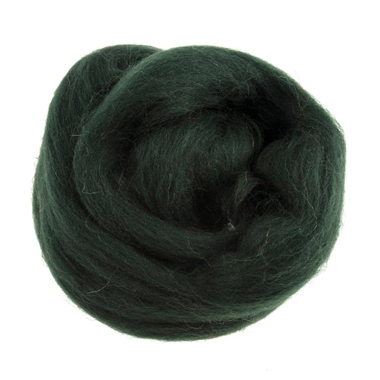 Natural Wool Roving: 10g: Dark Green