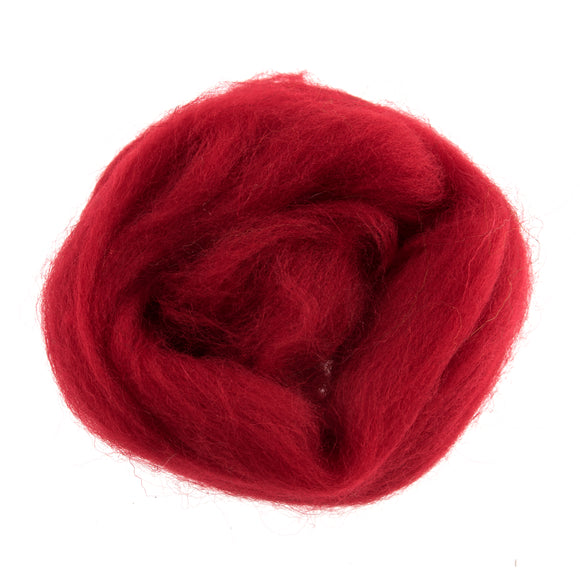 Natural Wool Roving: 10g: Red