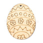Wooden Easter Egg Shape Cutouts Pendants, Flower Pattern, Hole: 2.5~3mm