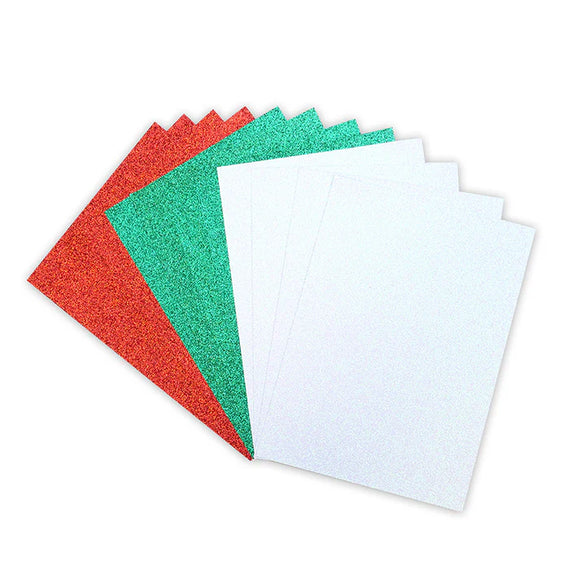 A5 Glitter card - Self-Adhesive - 6 Sheets - Festive