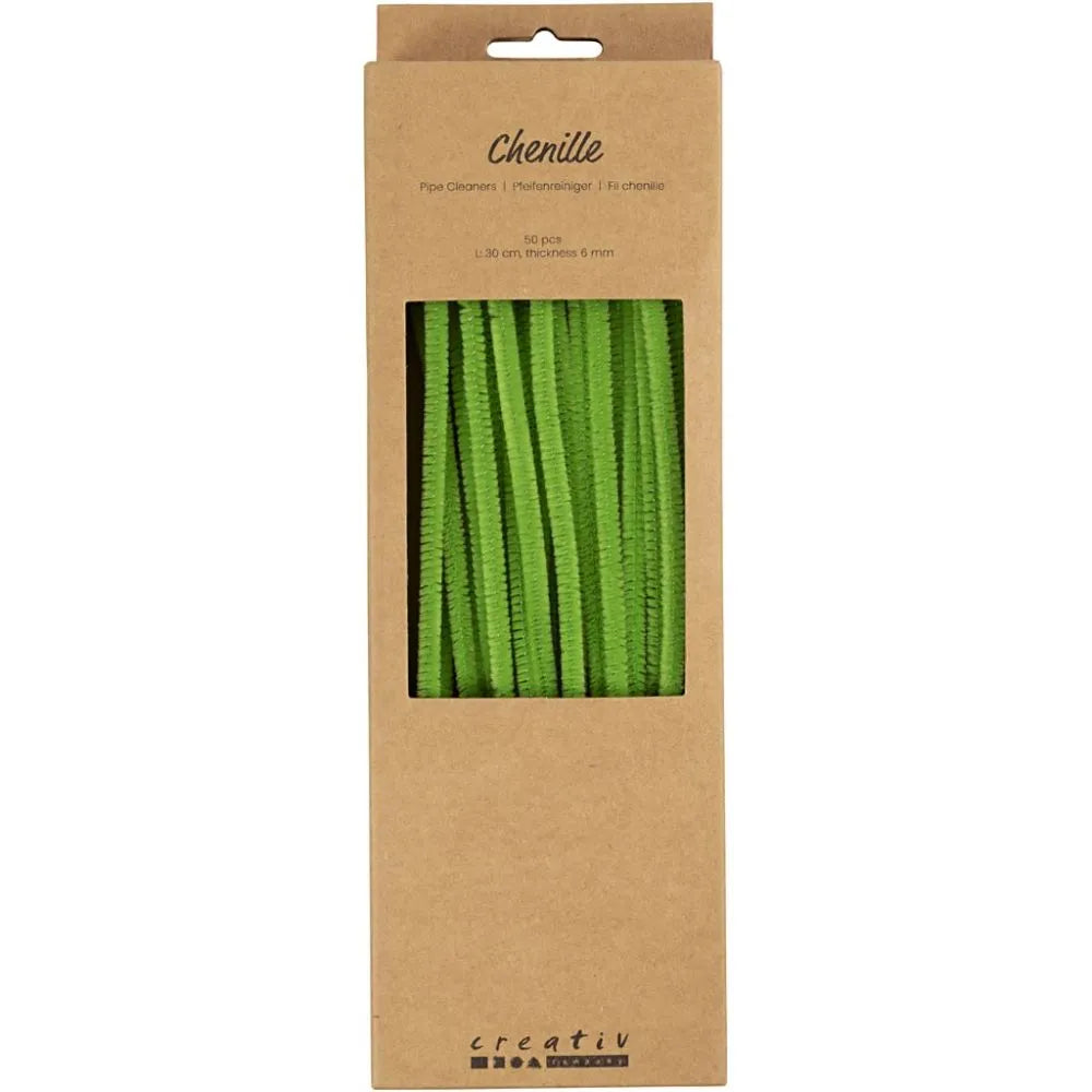 Chenille - Green 30cm, 6mm - 50pcs