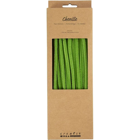 Chenille - Green 30cm, 6mm - 50pcs