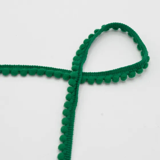 Pom Pom Ribbon - 4mm - Green 1m