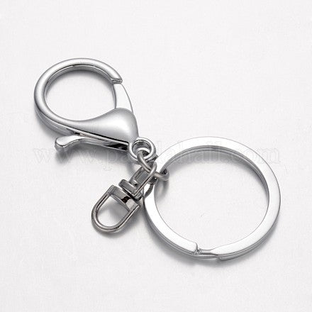 Alloy Split Key Rings, Keychain Clasp Findings, Platinum, 66mm 5pcs